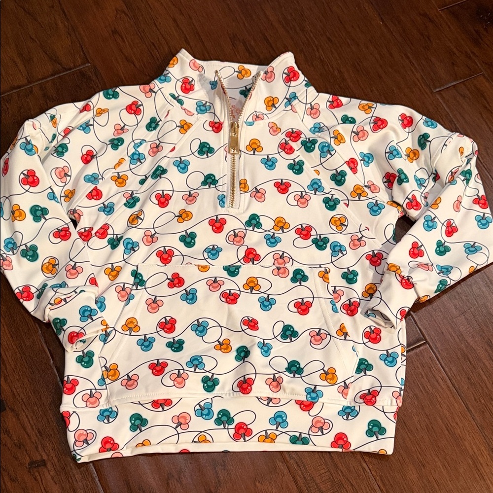 Cream Half-Zip Kids Sweatshirt with Multicolor Character Print